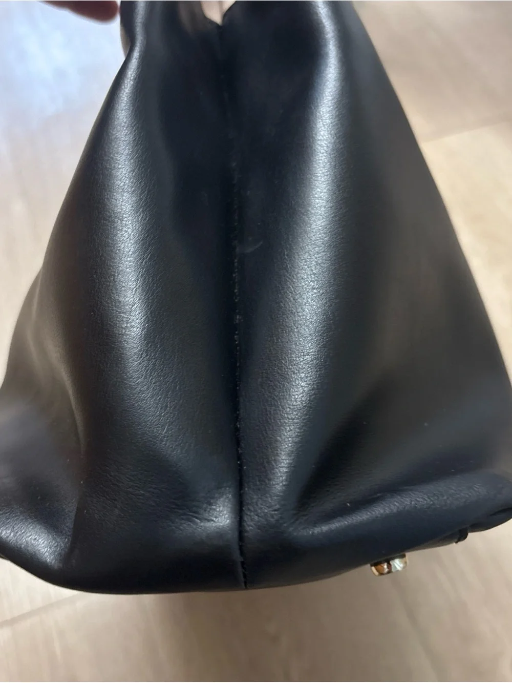 kate spade Black and Cream Leather Tote with Bow Accent